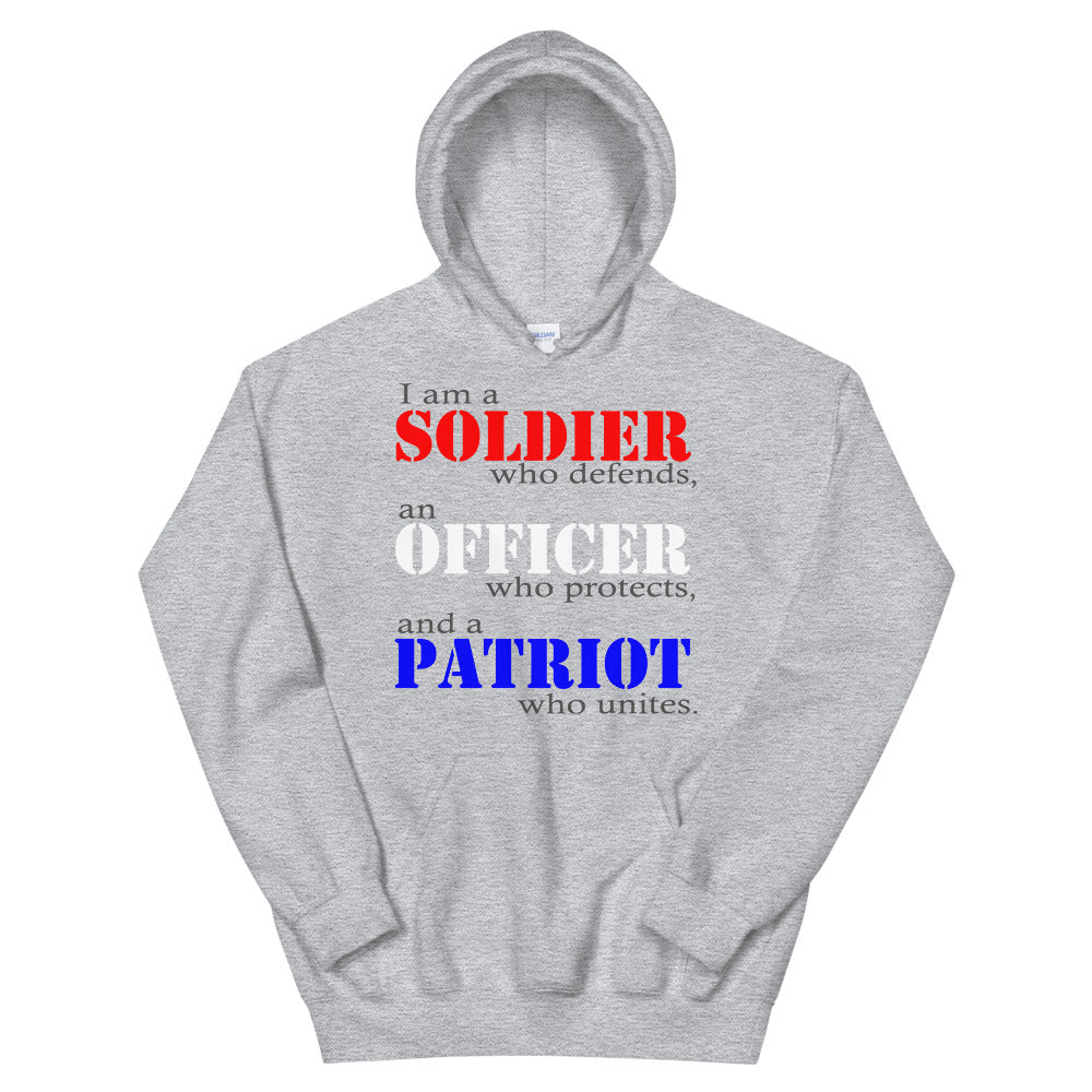 "Soldier, Officer, Patriot." Unisex Hoodie