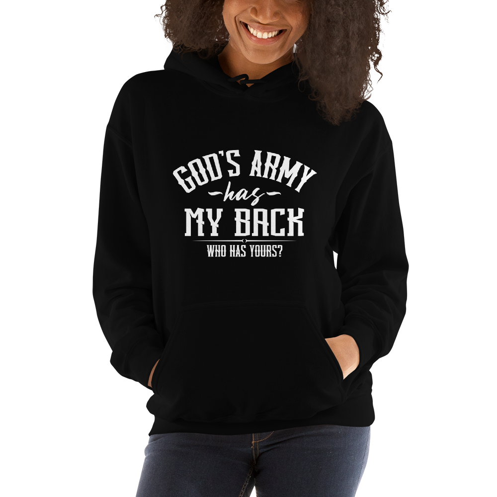 "God's army has my back. Who's got yours?" Psalm 35 Angel of War Hoodie