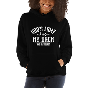 "God's army has my back. Who's got yours?" Psalm 35 Angel of War Hoodie