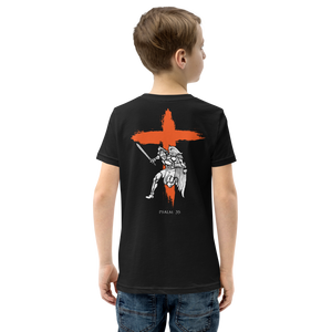 "God's army has my back. Who's got yours?" Psalm 35 Angel of War Youth Tee